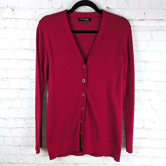 Chadwicks of Boston Button-Down Raspberry Cardigan S - Picture 1 of 5